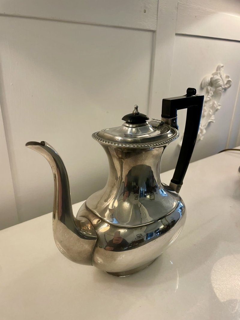 Antique Edwardian Quality Silver Plated Three Part Tea Set - Image 10